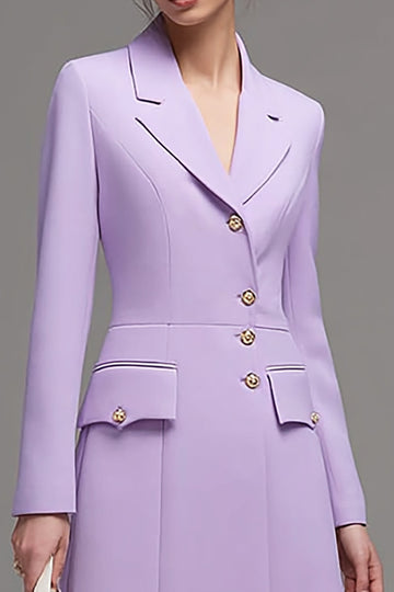 Robe blazer à revers crantés lilas à simple boutonnage